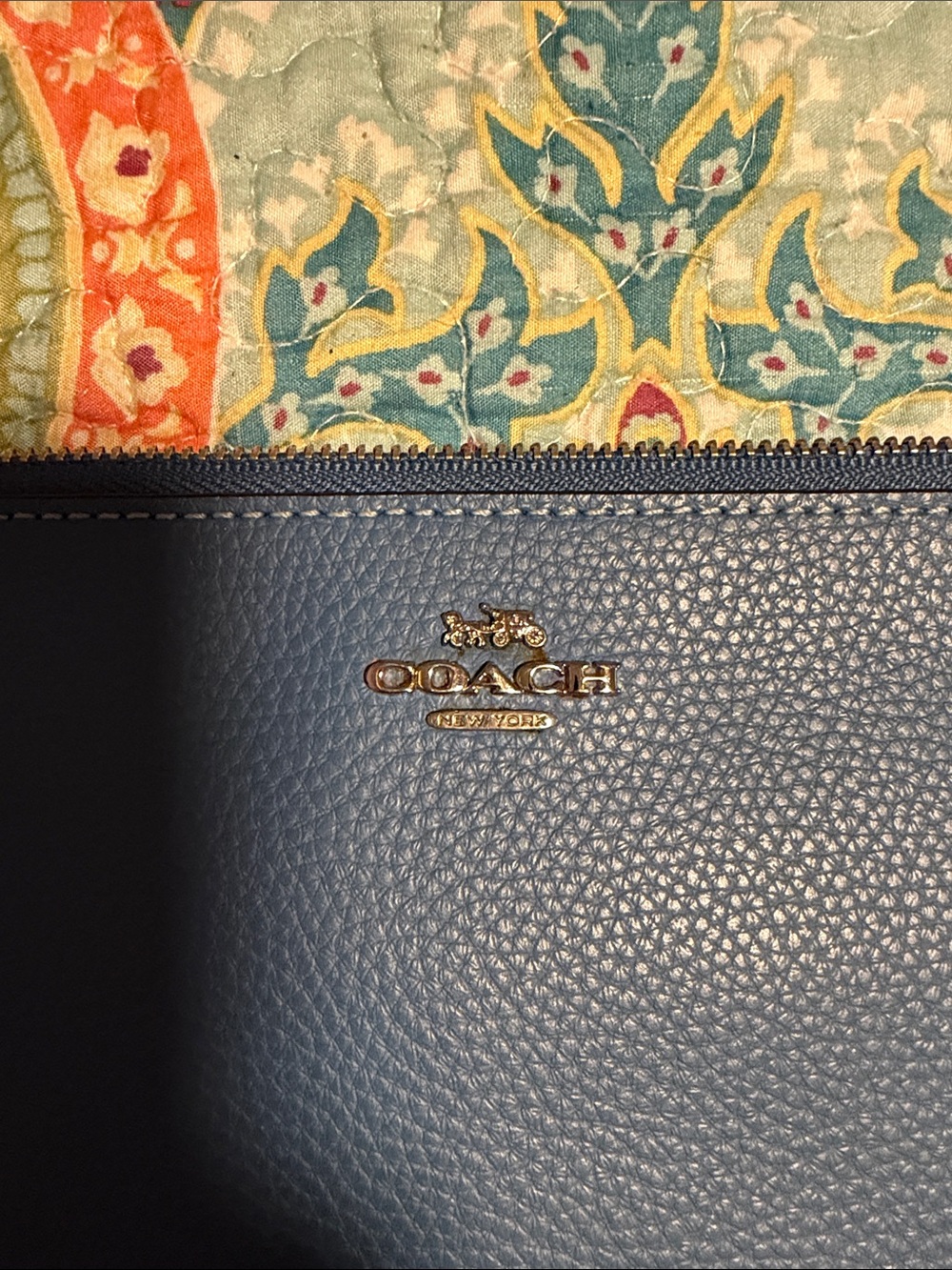 Coach Blue Pebbled Leather Wristlet Clutch - Picture 2 of 6